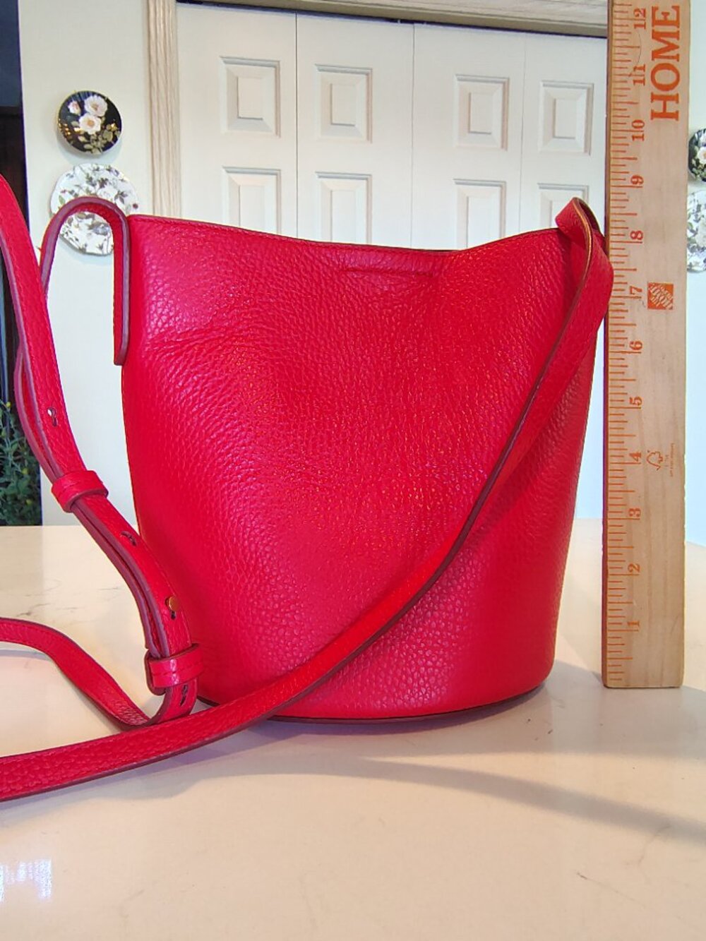 Crossbody Grain Leather Bucket Bag